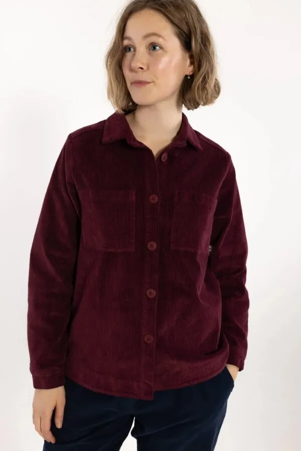Danecattle Cord Stretch Blouse - cherry