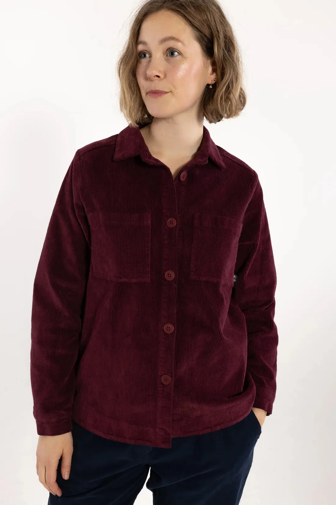 Danecattle Cord Stretch Blouse - cherry
