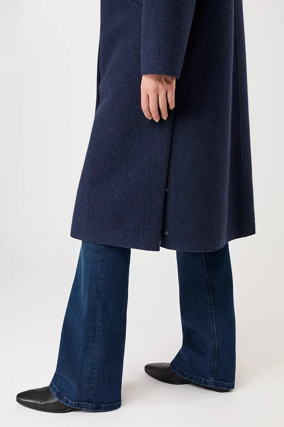 Kapuzenmantel aus Walk mit Membran - Steel Blue - Afbeelding 3