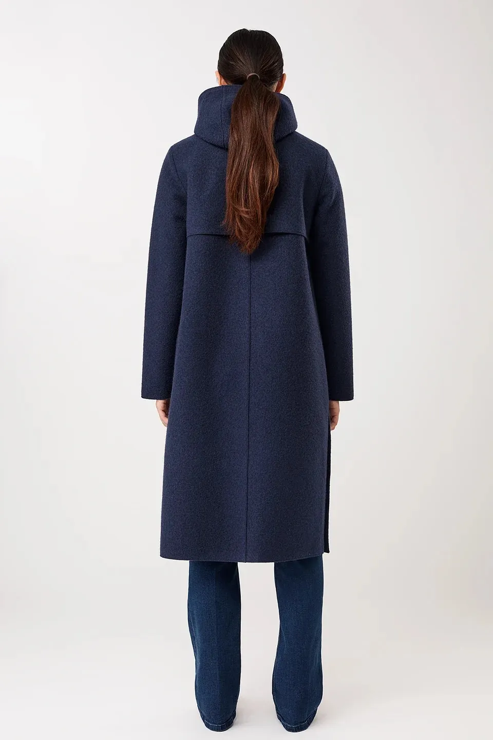 Kapuzenmantel aus Walk mit Membran - Steel Blue - Afbeelding 4