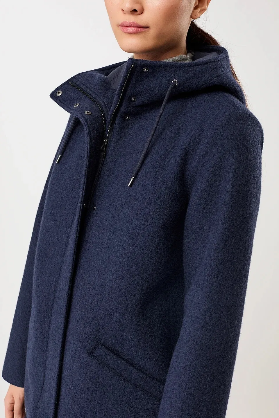 Kapuzenmantel aus Walk mit Membran - Steel Blue - Afbeelding 5