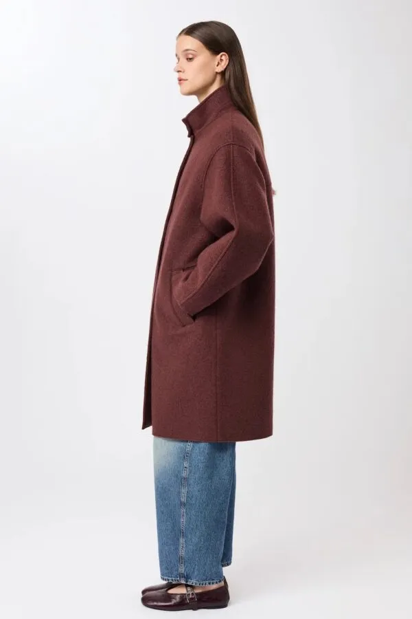 Kurzer Mantel aus Walk mit Membran - Burgundy