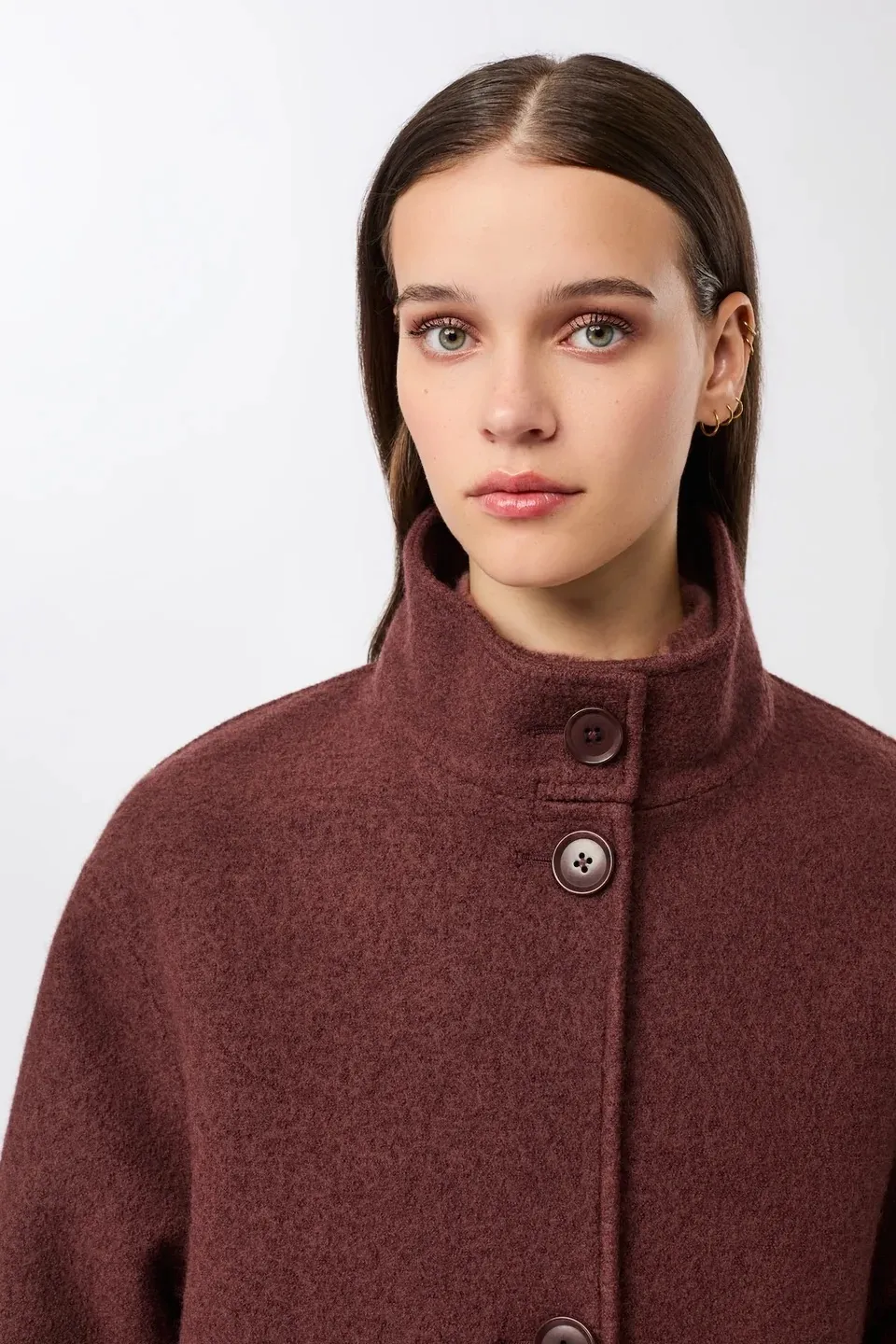 Kurzer Mantel aus Walk mit Membran - Burgundy - Afbeelding 4