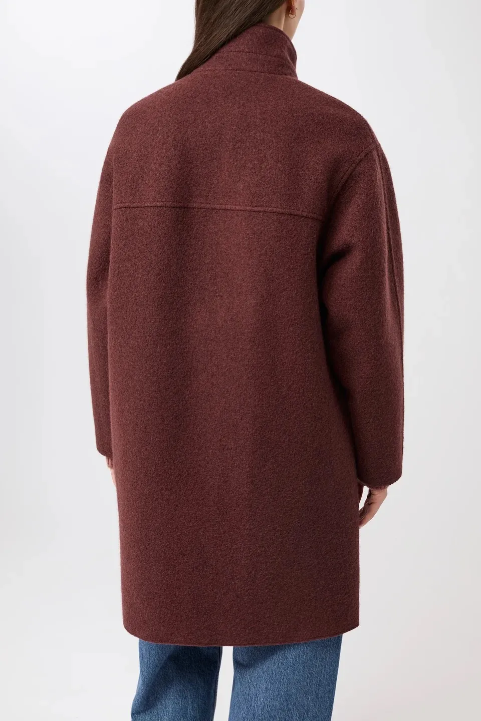 Kurzer Mantel aus Walk mit Membran - Burgundy - Afbeelding 5