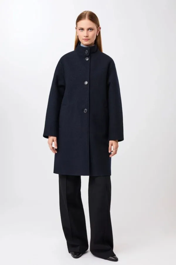 Kurzer Mantel aus Walk mit Membran - Navy