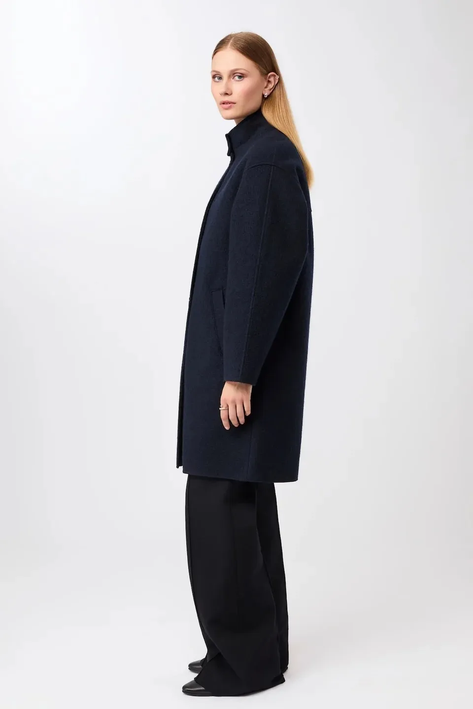 Kurzer Mantel aus Walk mit Membran - Navy - Afbeelding 2