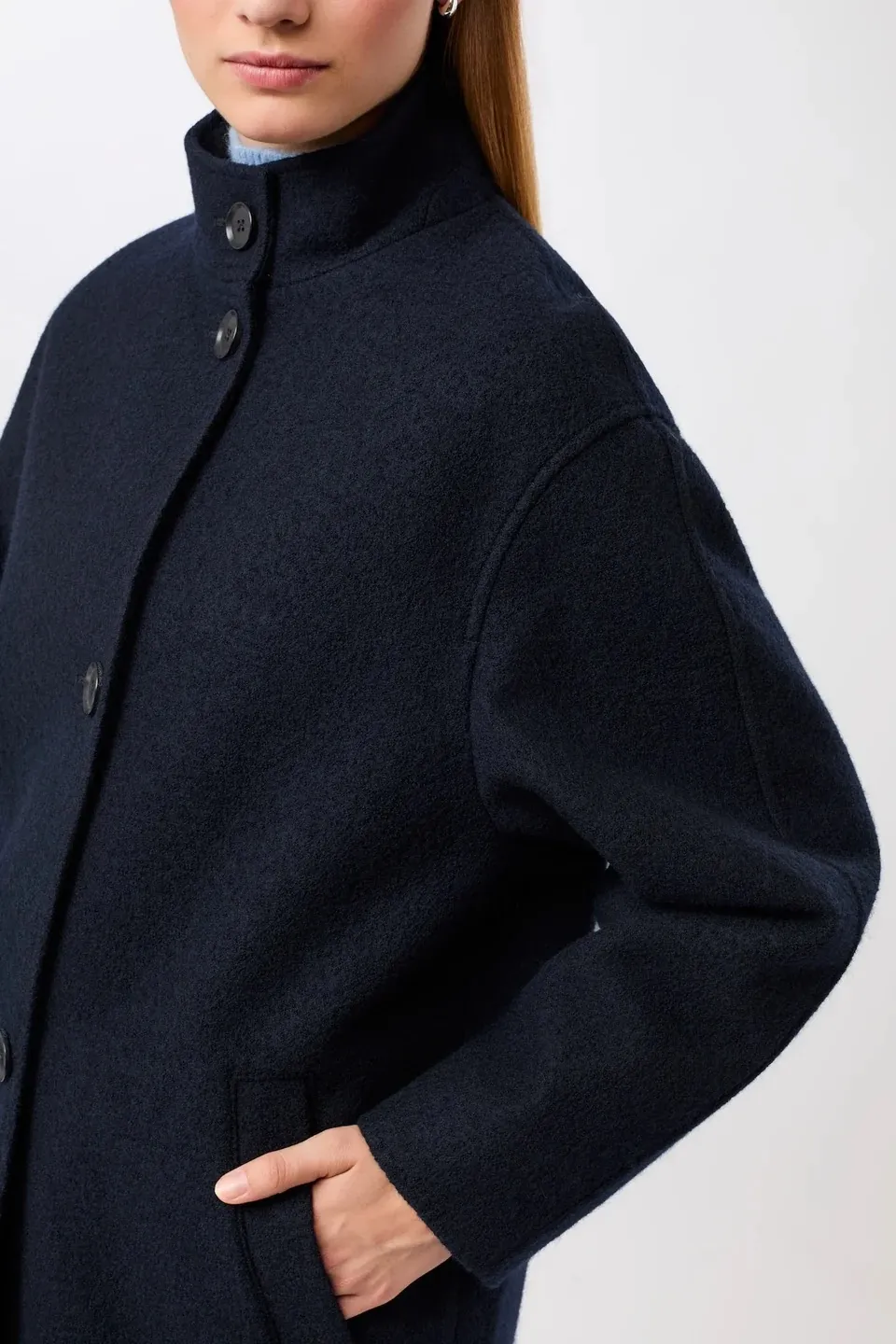 Kurzer Mantel aus Walk mit Membran - Navy - Afbeelding 5