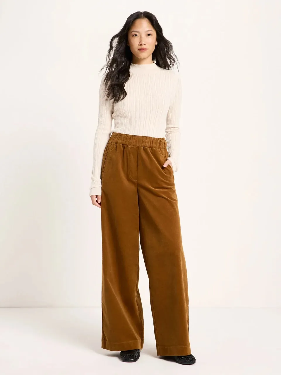 Hose mit weitem Bein GOTS - Brown
