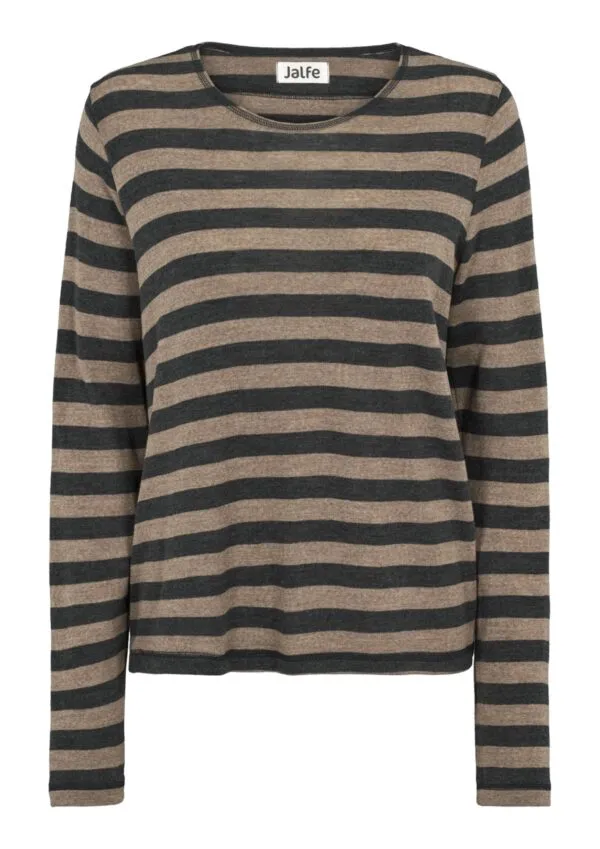 Sif shirt stripes -  Anthracite/Light brown