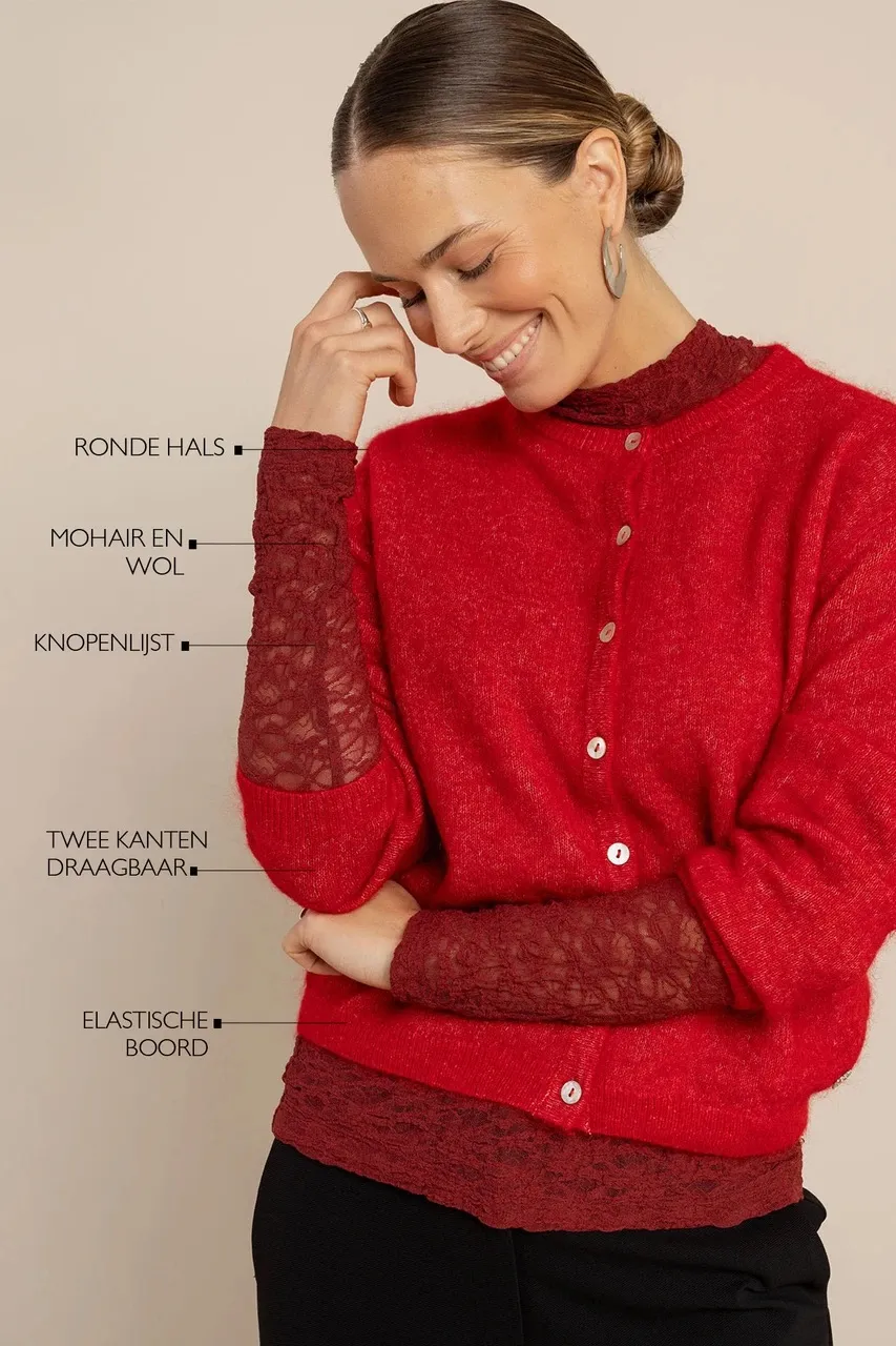 Bibi cardigan - Rood - Afbeelding 3