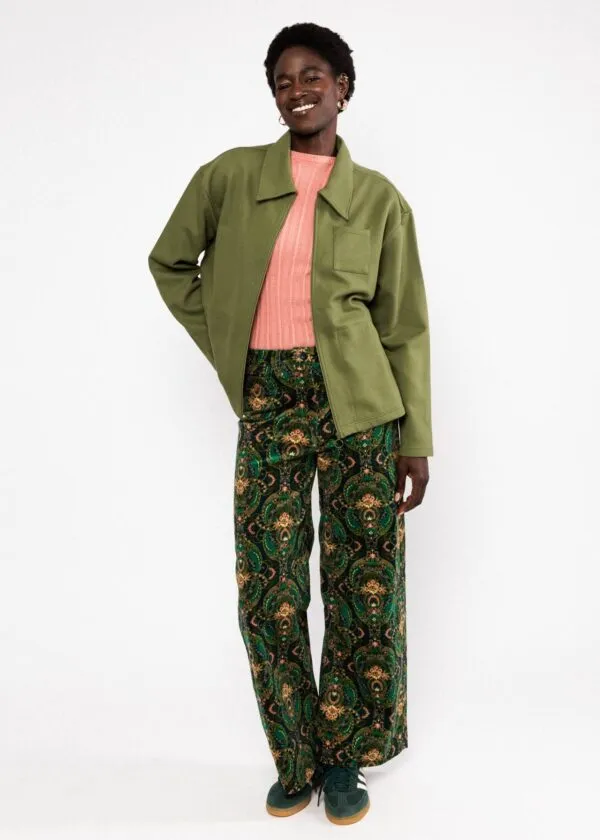Corduroy Pants High Waist Marlotte - Donkergroen