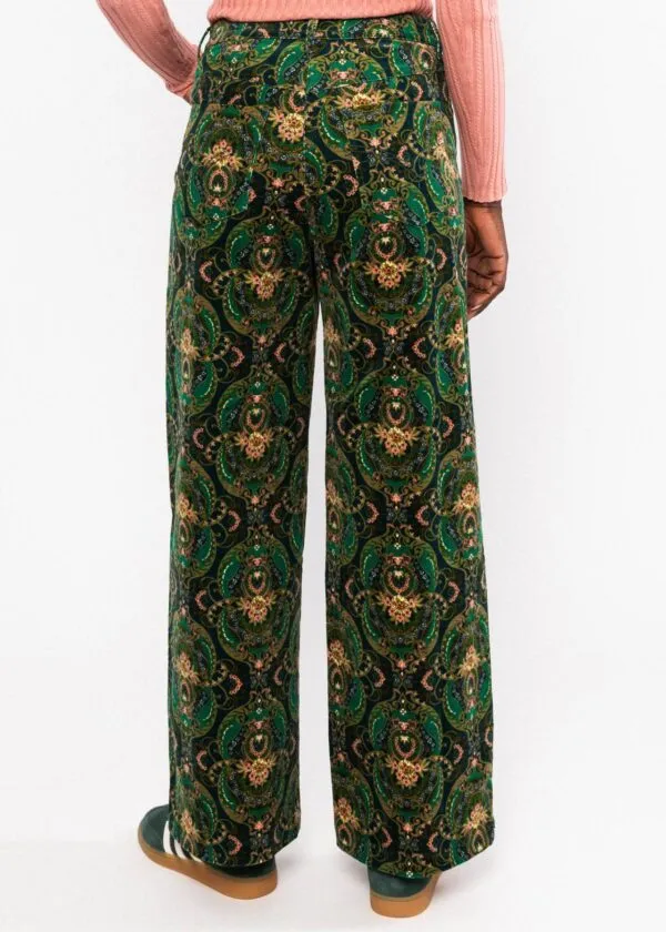 Corduroy Pants High Waist Marlotte - Donkergroen