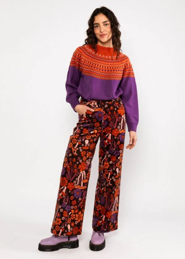 Corduroy Pants High Waist Marlotte - Oranje