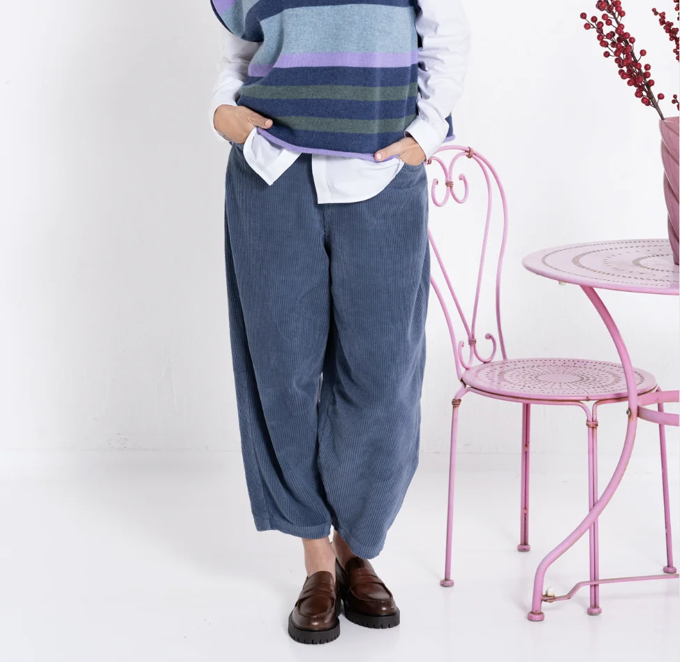 Ribcord 7/8 Trouser - Grijsblauw