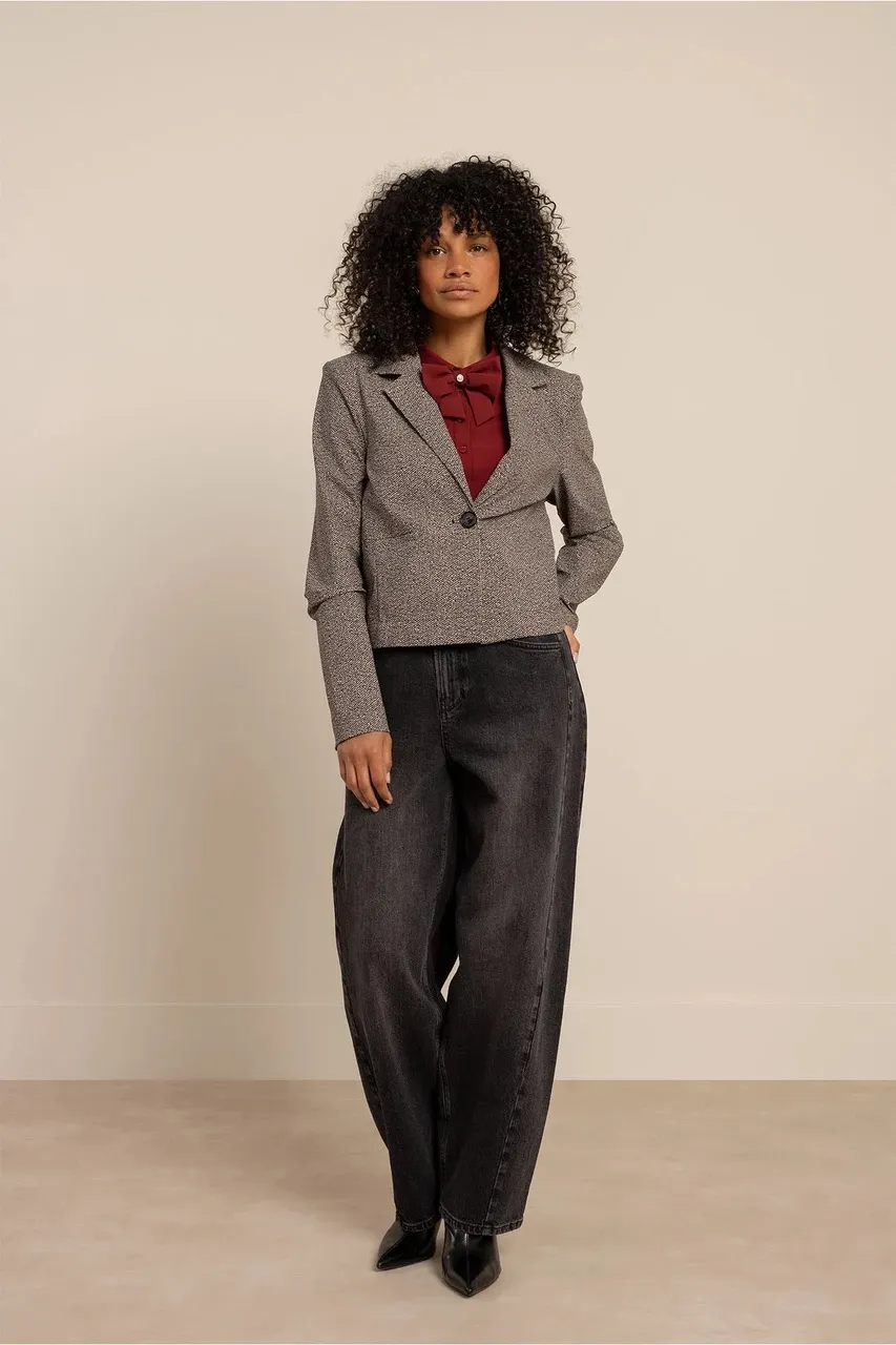 Jorine tweed look jacket - Black/Kit - Afbeelding 2