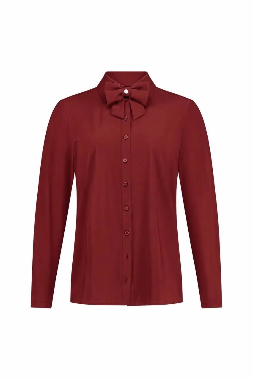 Poppy bow shirt - Red Wine - Afbeelding 2