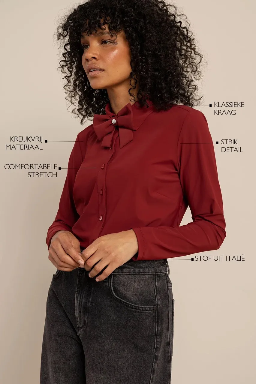 Poppy bow shirt - Red Wine - Afbeelding 3