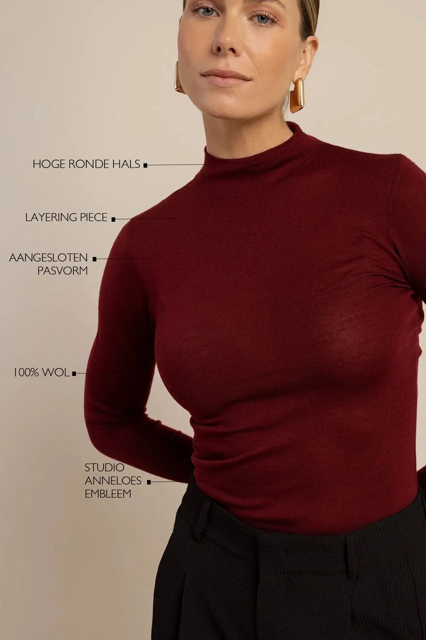 Reggie col pullover - Red Wine - Afbeelding 3