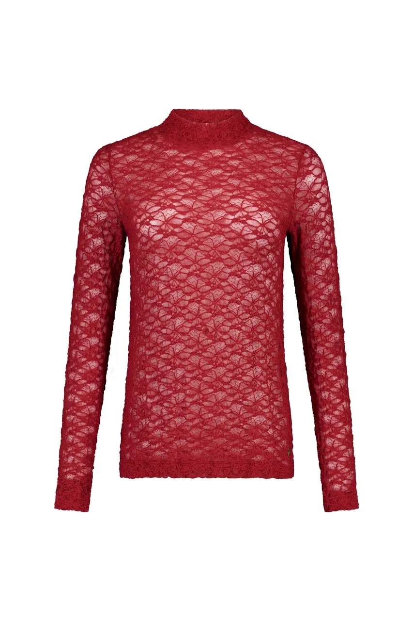 Reagan lace col top - Red Wine - Afbeelding 3