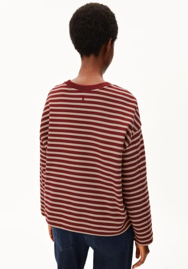 FRANKAA MAARLEN STRIPE SWEAT - Donkerrood