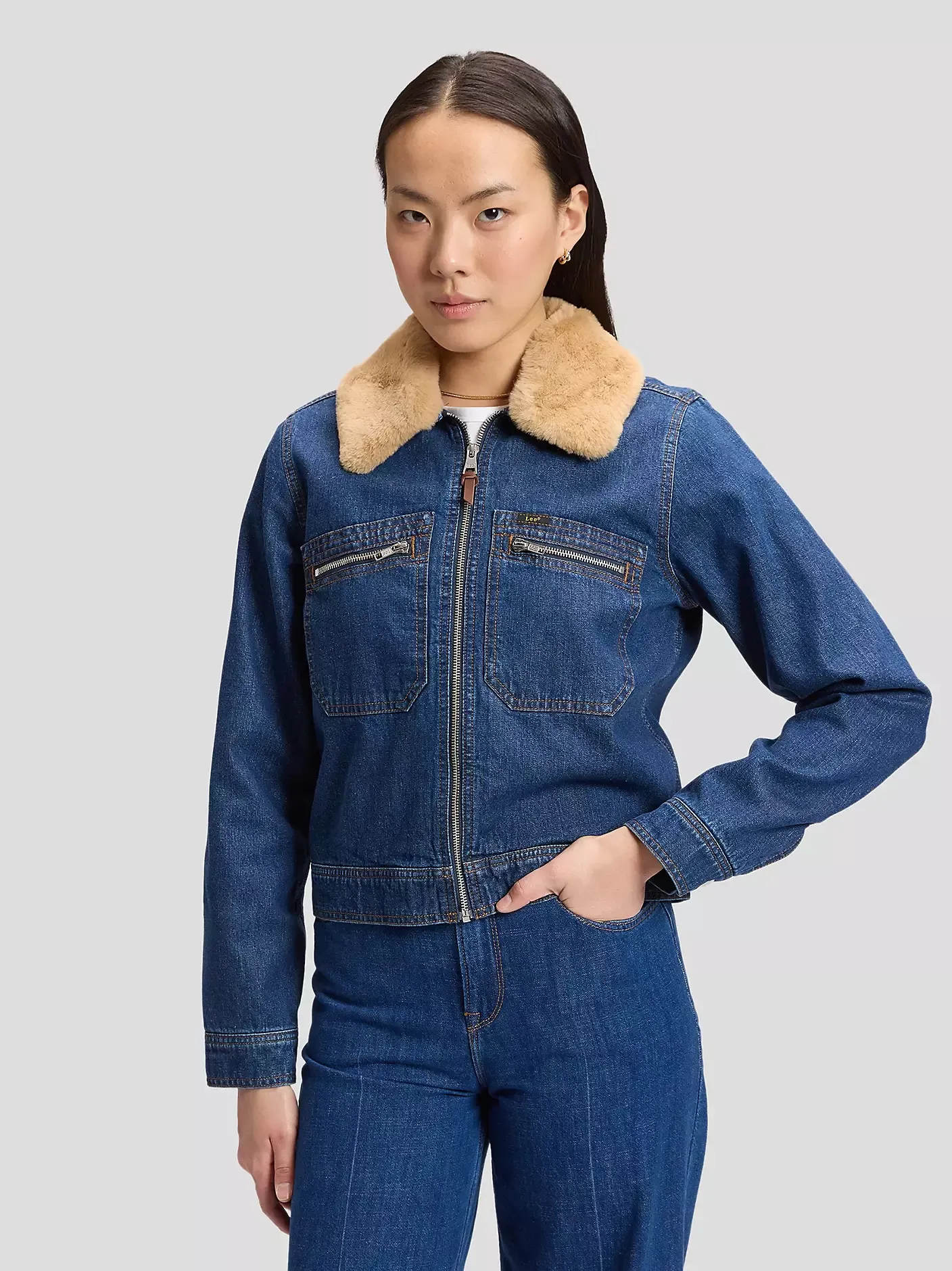 Zip Front Denim Jacket - LAUGH RIOT