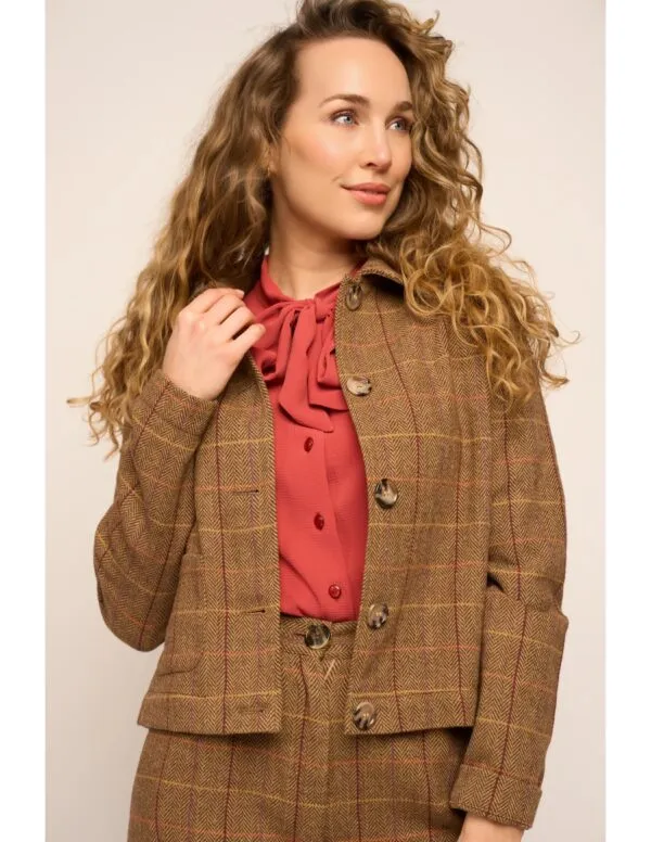 Cecil Jacket Tartan Tweed Caramel - Bruin