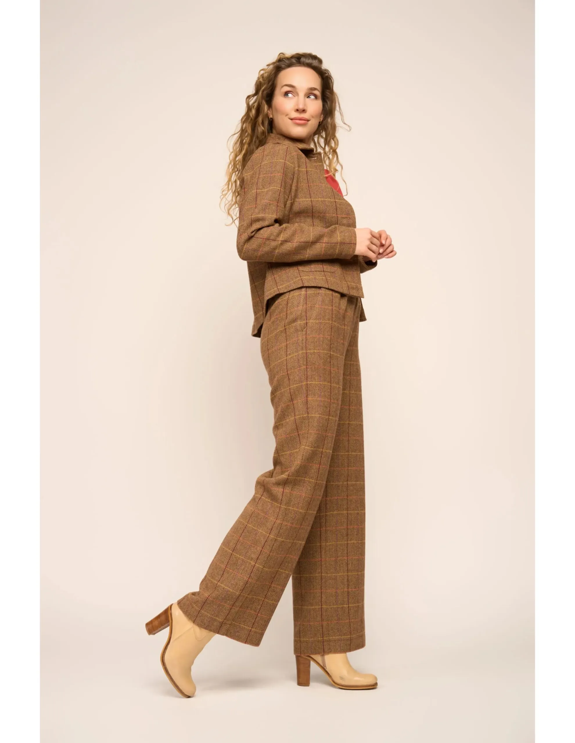 Cecil Jacket Tartan Tweed Caramel - Bruin - Afbeelding 4